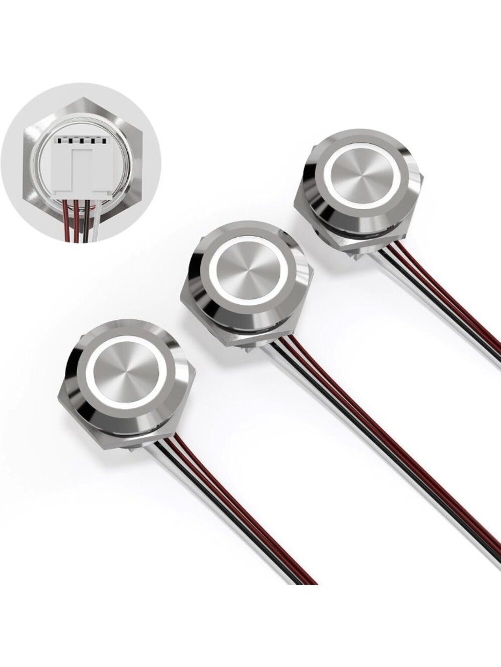 3PCS Waterproof Push Button Switch 12V DC, Thin Momentary Touch Control, IP67